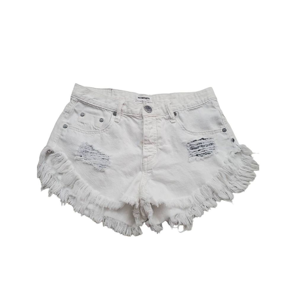 One by OneTeaspoon Brandos White Denim Distress Shorts size 26